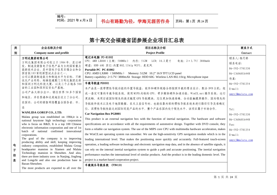 参展企业项目汇总表_第1页