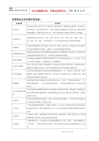 百家商业企业代表百货业态