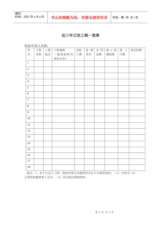 g近三年已完工程一览表