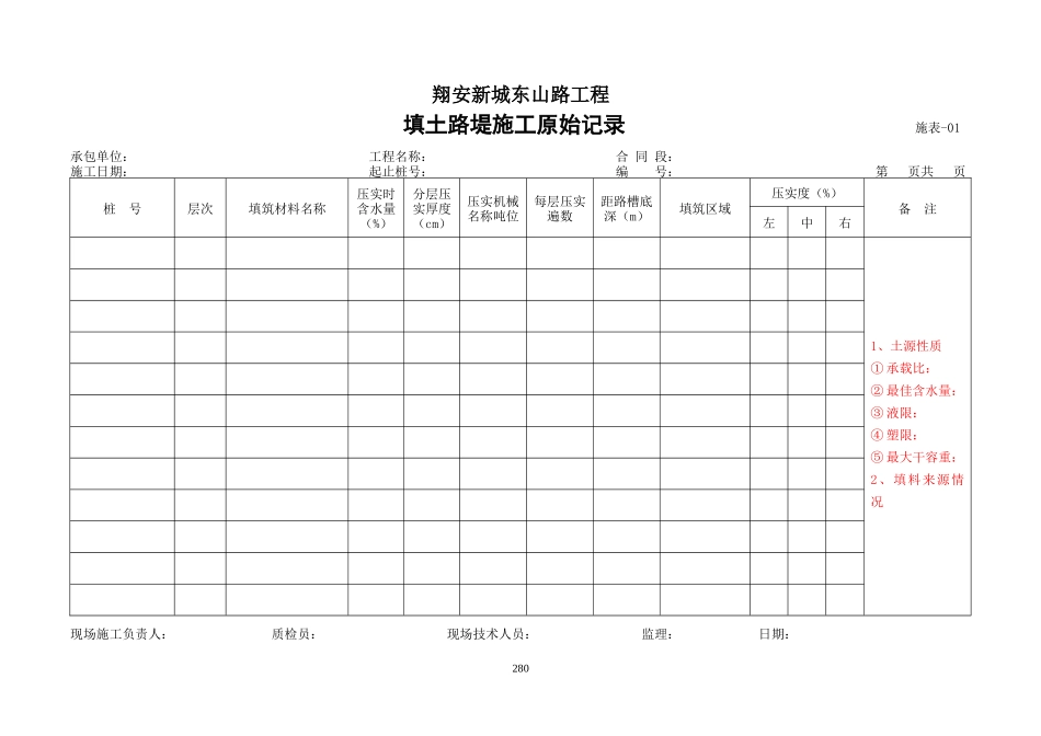 某路工程现场施工记录表_第2页