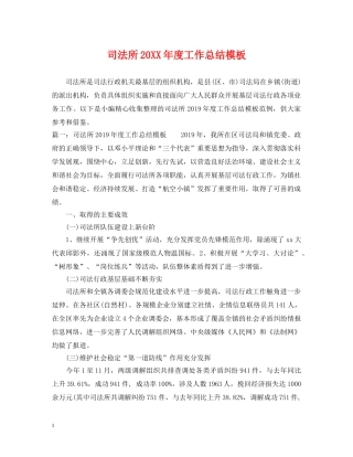 司法所20XX年度工作总结模板 