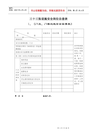 33张新编学校安全自查表