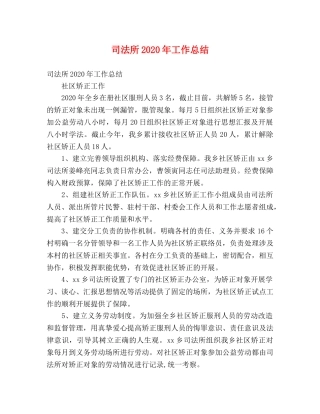 司法所2020年工作总结 (2) 