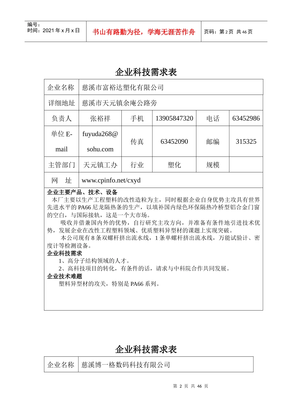 企业科技需求表_第2页