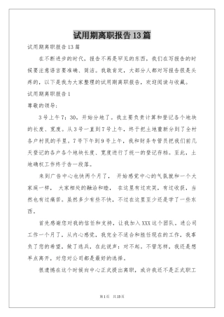 试用期离职报告13篇