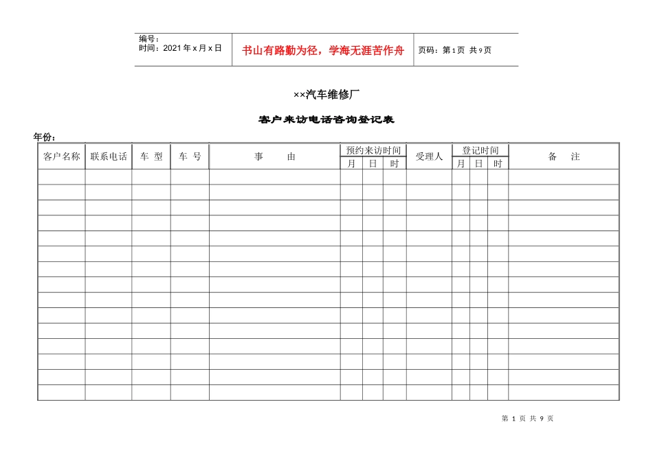 来电、跟踪情况统计、登记表_第1页