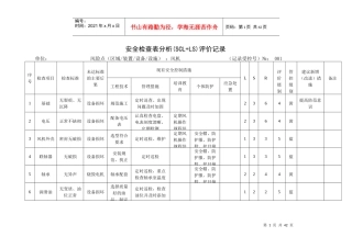 A4安全检查表分析评价记录