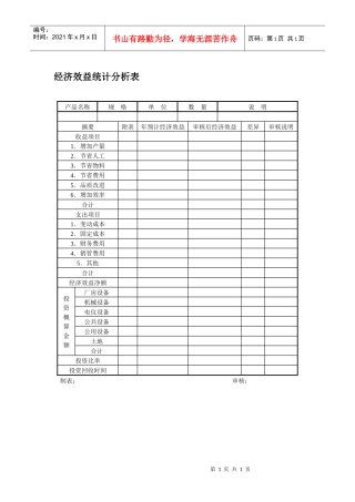 经济效益统计分析表