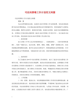 司法局禁毒工作计划范文两篇 