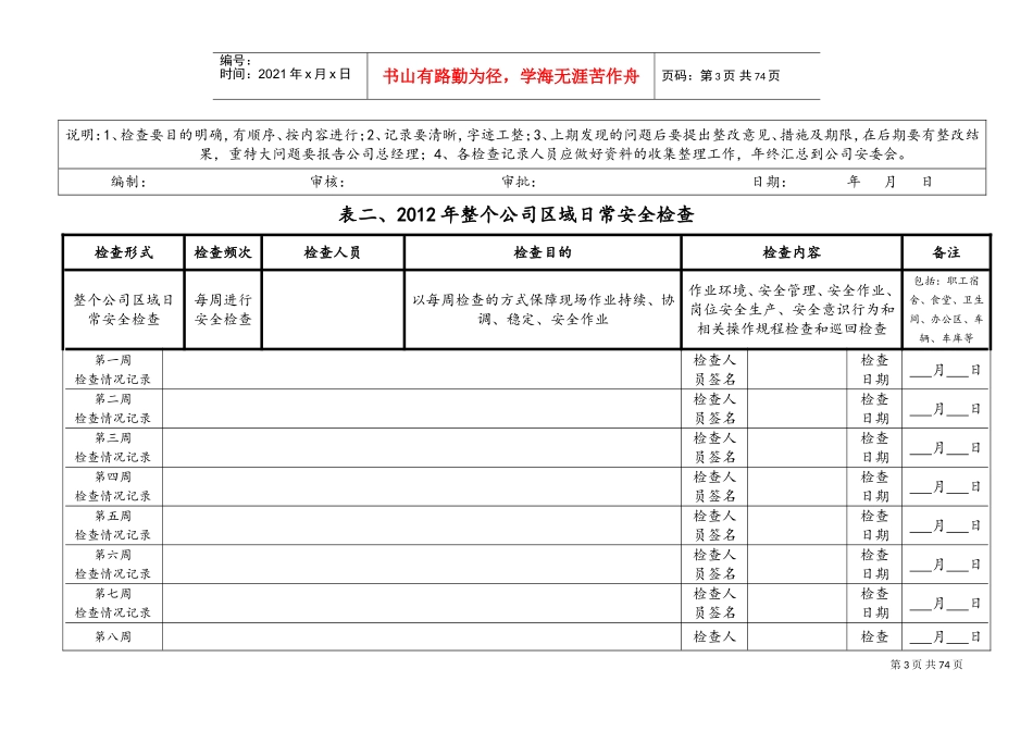 各种安全检查记录表(全面)(DOC68页)_第3页