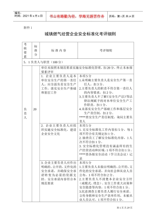 城镇燃气经营企业安全标准化考评细则(DOC30页)