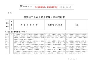 宝安区工业企业安全管理分级评定标准(规范标注)