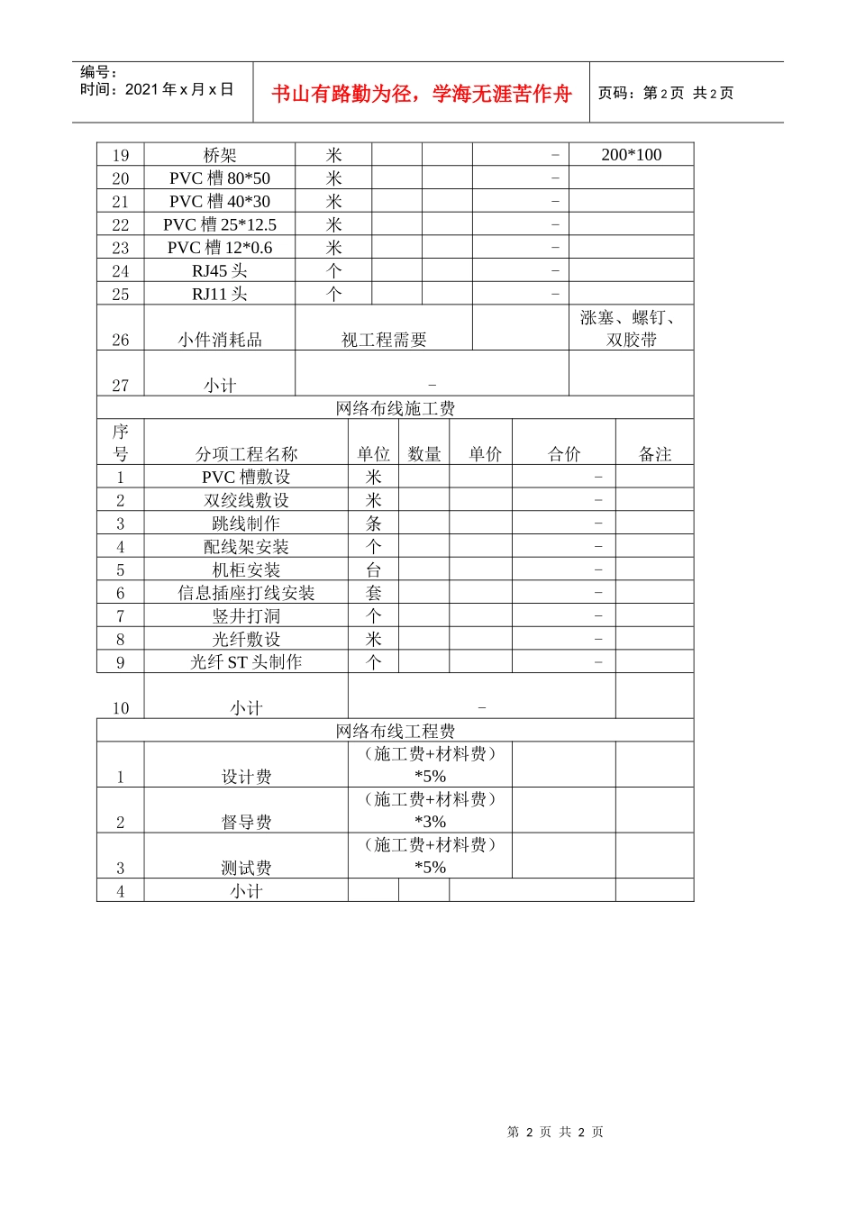 网络工程预算表_第2页