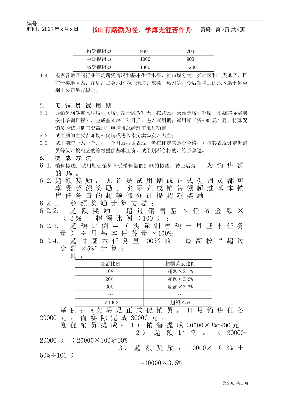 某某电器公司促销员等级评定与薪酬制度_第2页