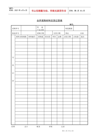 516成批采购材料交货记录表