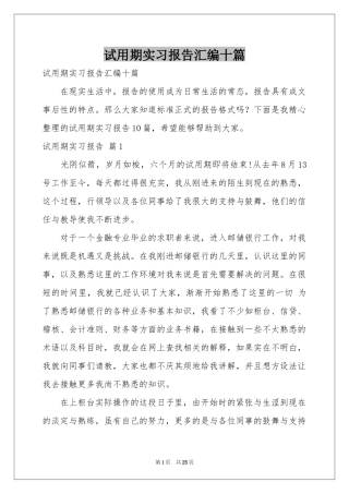 试用期实习报告汇编十篇