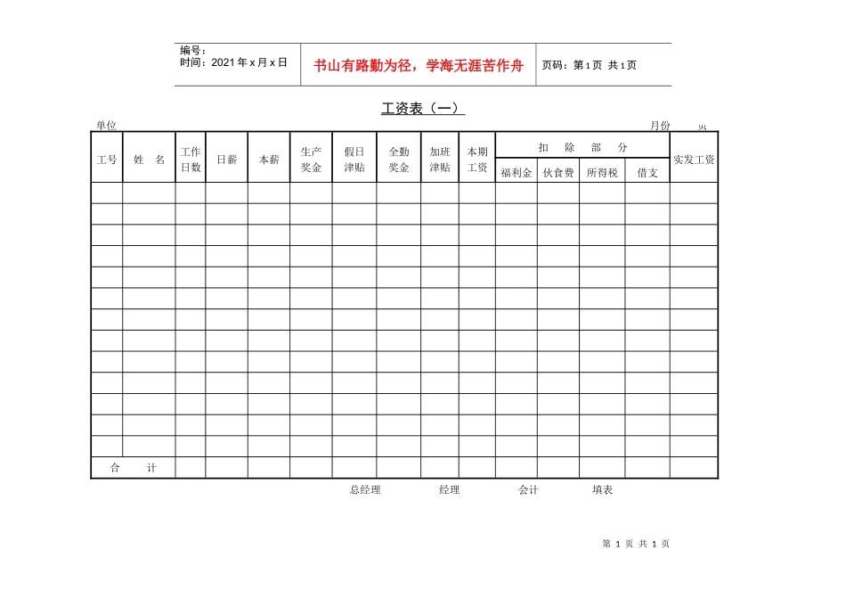 工资表（一）_第1页