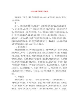 乡镇卫生院工作总结