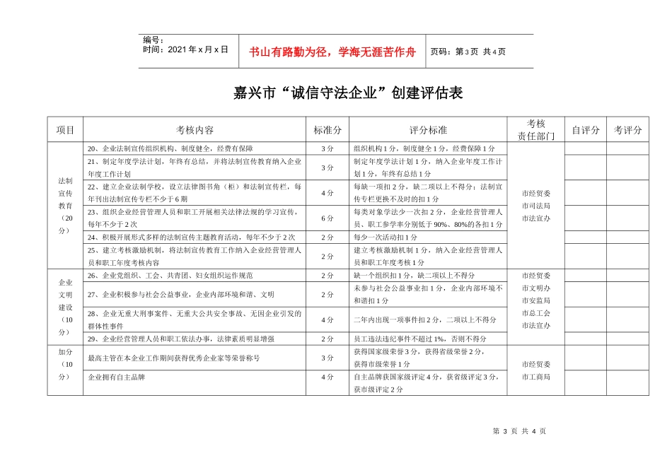 嘉兴市“诚信守法企业”创建评估表-附件：_第3页