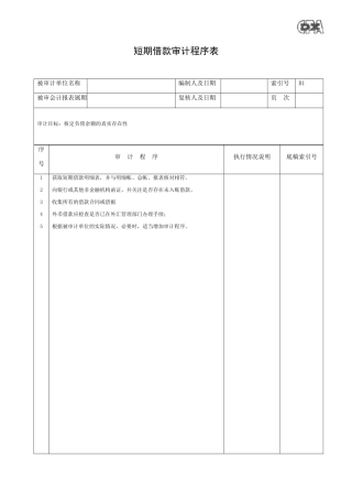 企业负债类程序表汇总