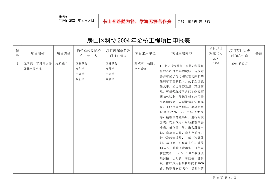 北京市金桥工程项目立项申报表_第2页