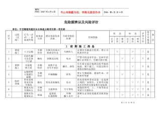 某高速公路工程施工危险源辨识及风险评价表