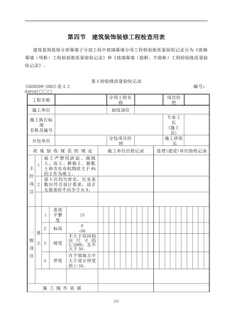 建筑装修工程检查用表