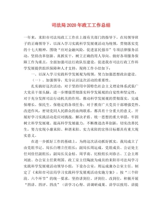 司法局2020年政工工作总结 