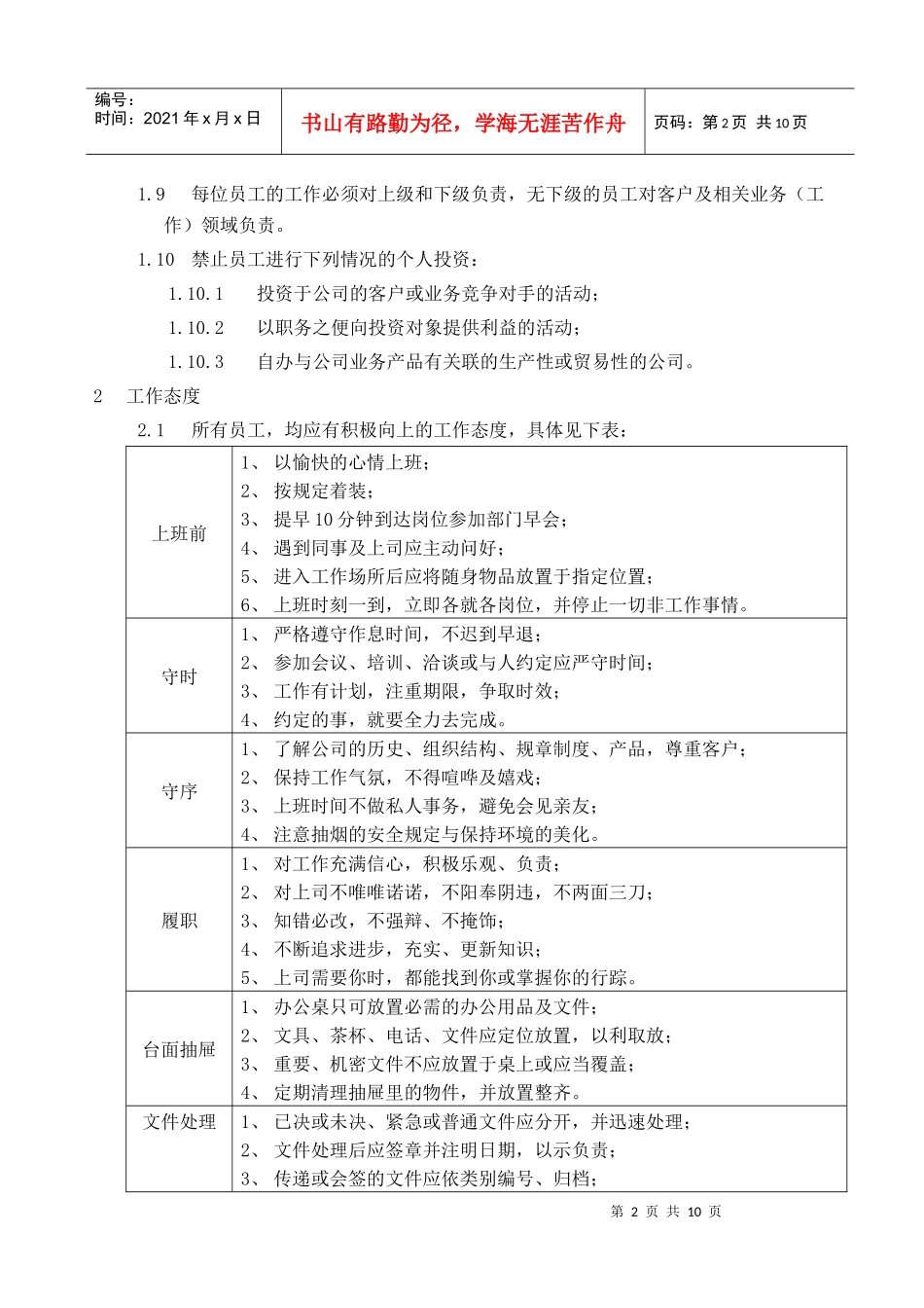 靖江市XX金属材料有限公司-员工守则(doc10)(1)_第2页