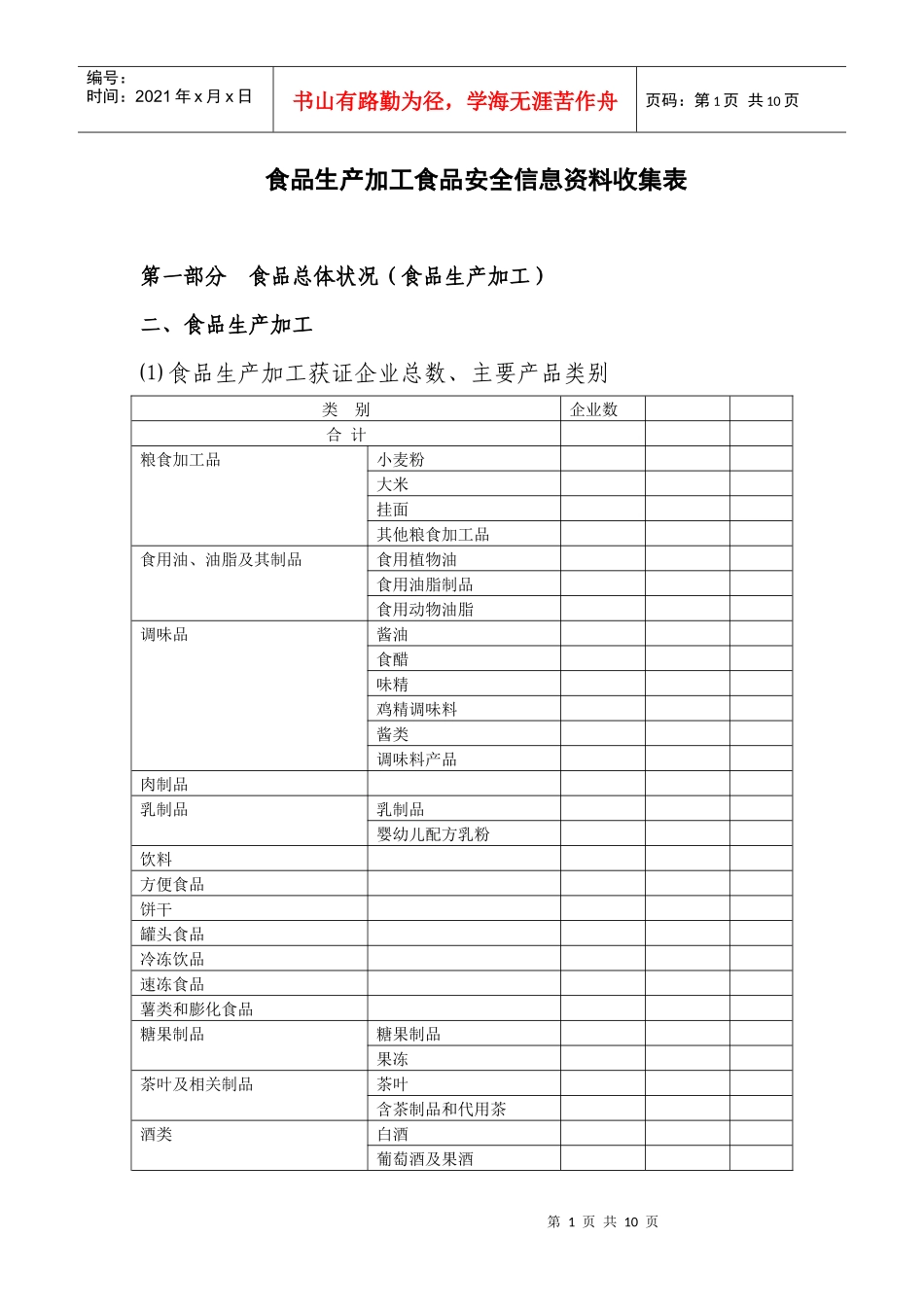 食品安全信息收集表_第1页