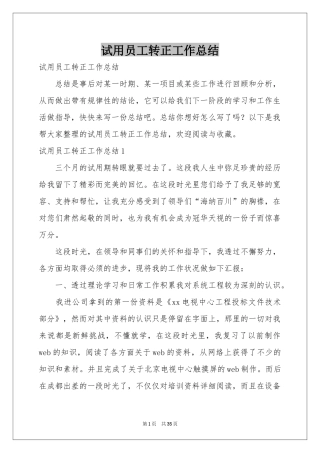 试用员工转正工作参考总结