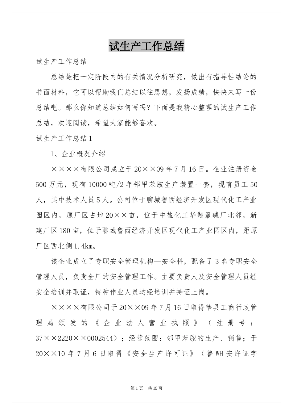 试生产工作参考总结_第1页