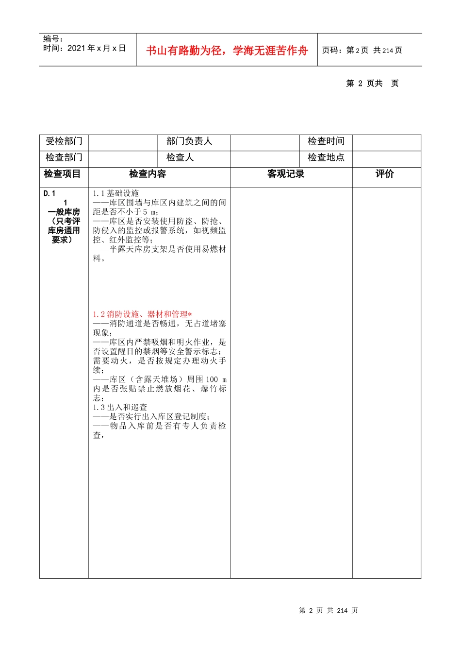 公司现场安全检查表_第2页