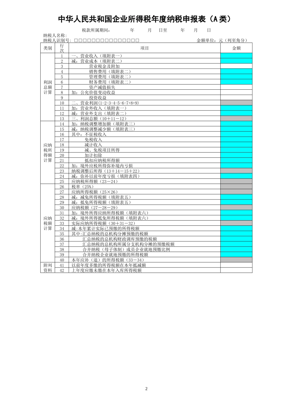 XXXX企业所得税年度纳税申报表及填报说明_第2页