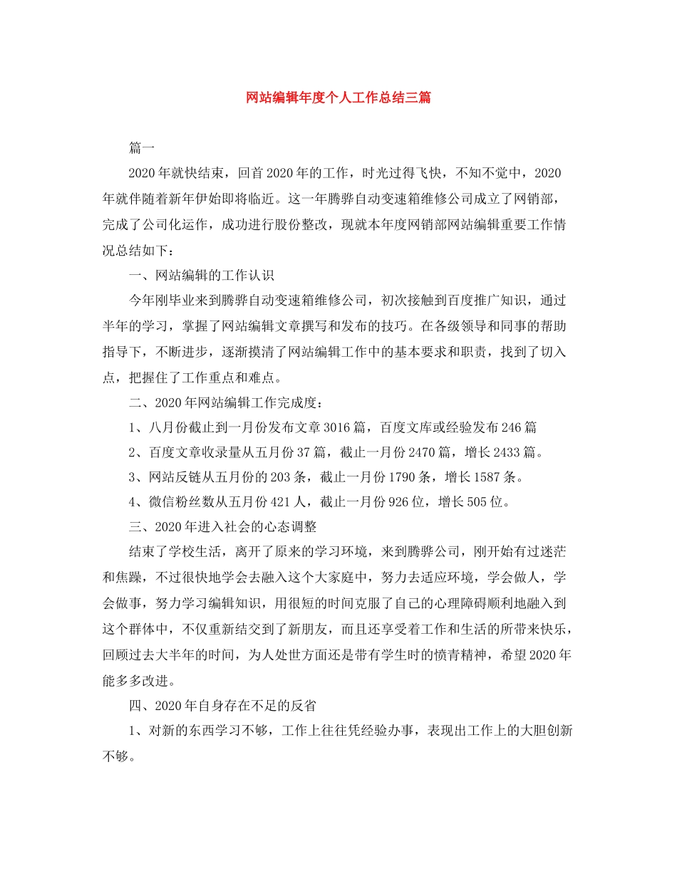 网站编辑年度个人工作总结三篇_第1页