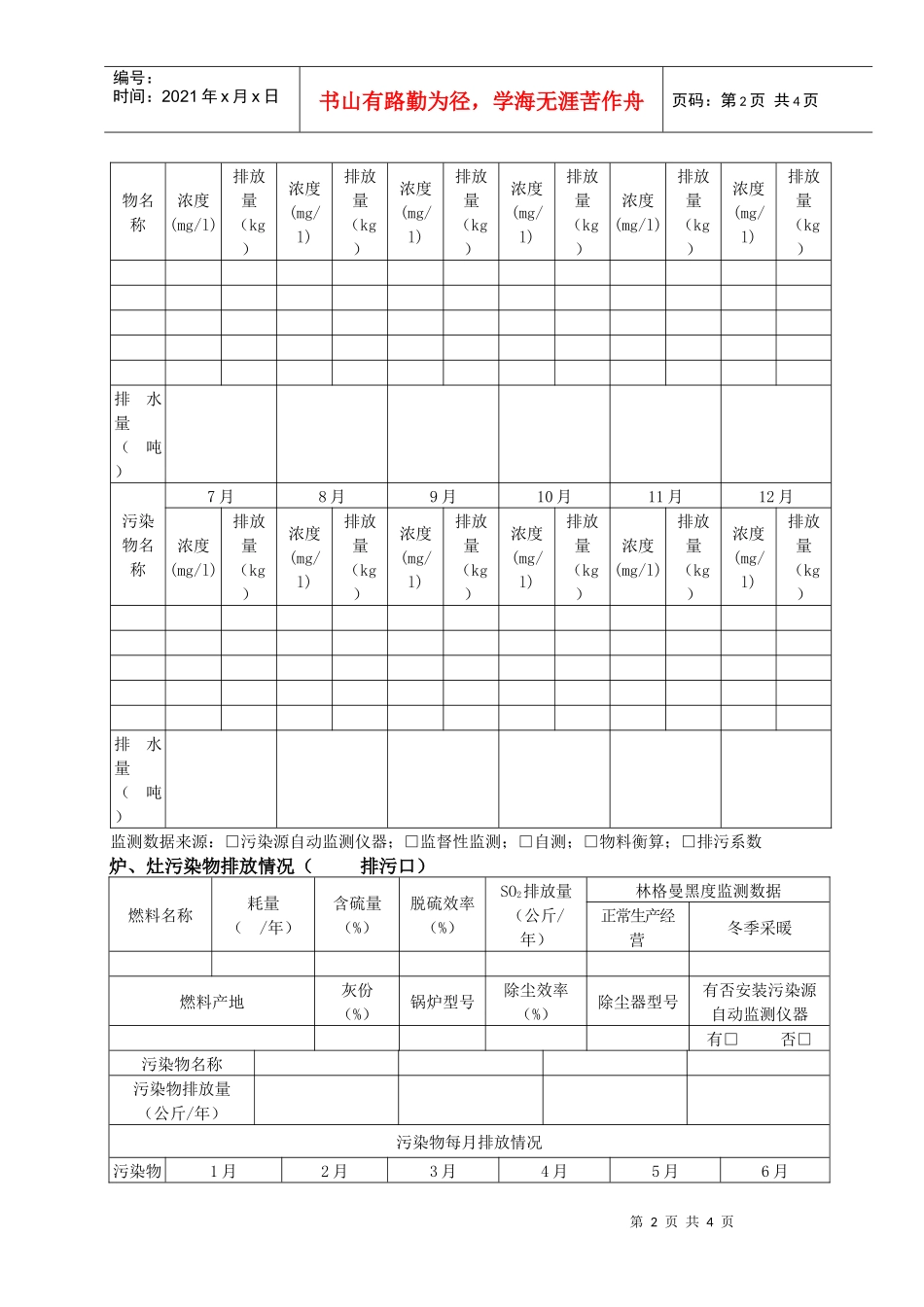 建筑施工场所排污申报登记表（试行）_第2页