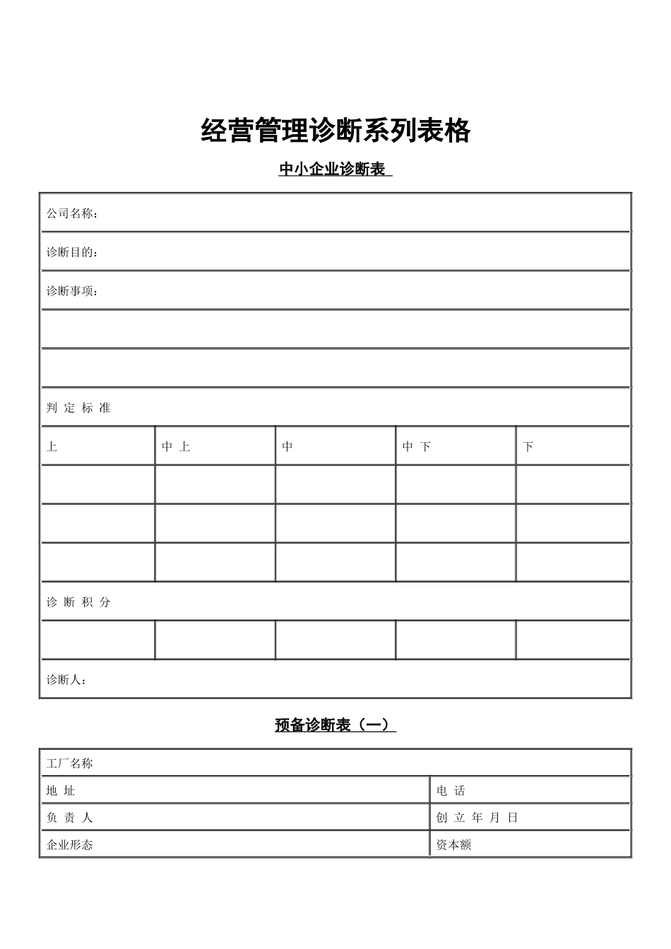 经营管理诊断系列表格_第1页