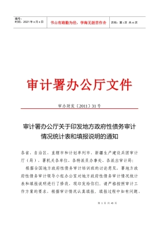 地方政府性债务审计统计表