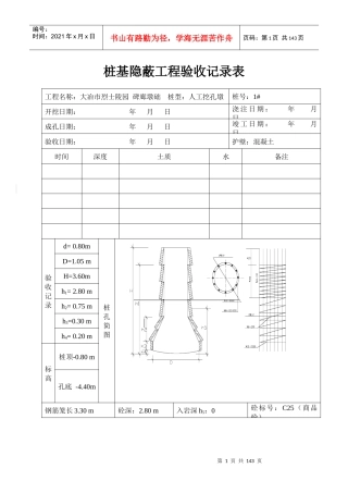 桩基隐蔽工程验收记录表（DOC131页）