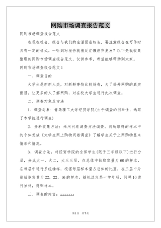 网购市场调查报告范本