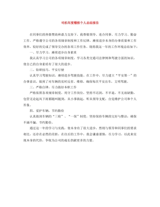 司机年度稽核个人总结报告 