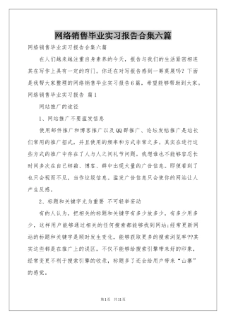 网络销售毕业实习报告合集六篇