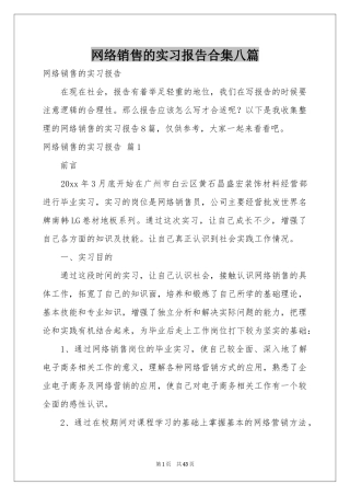 网络销售的实习报告合集八篇