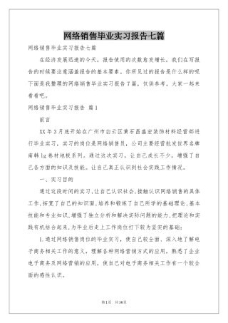 网络销售毕业实习报告七篇