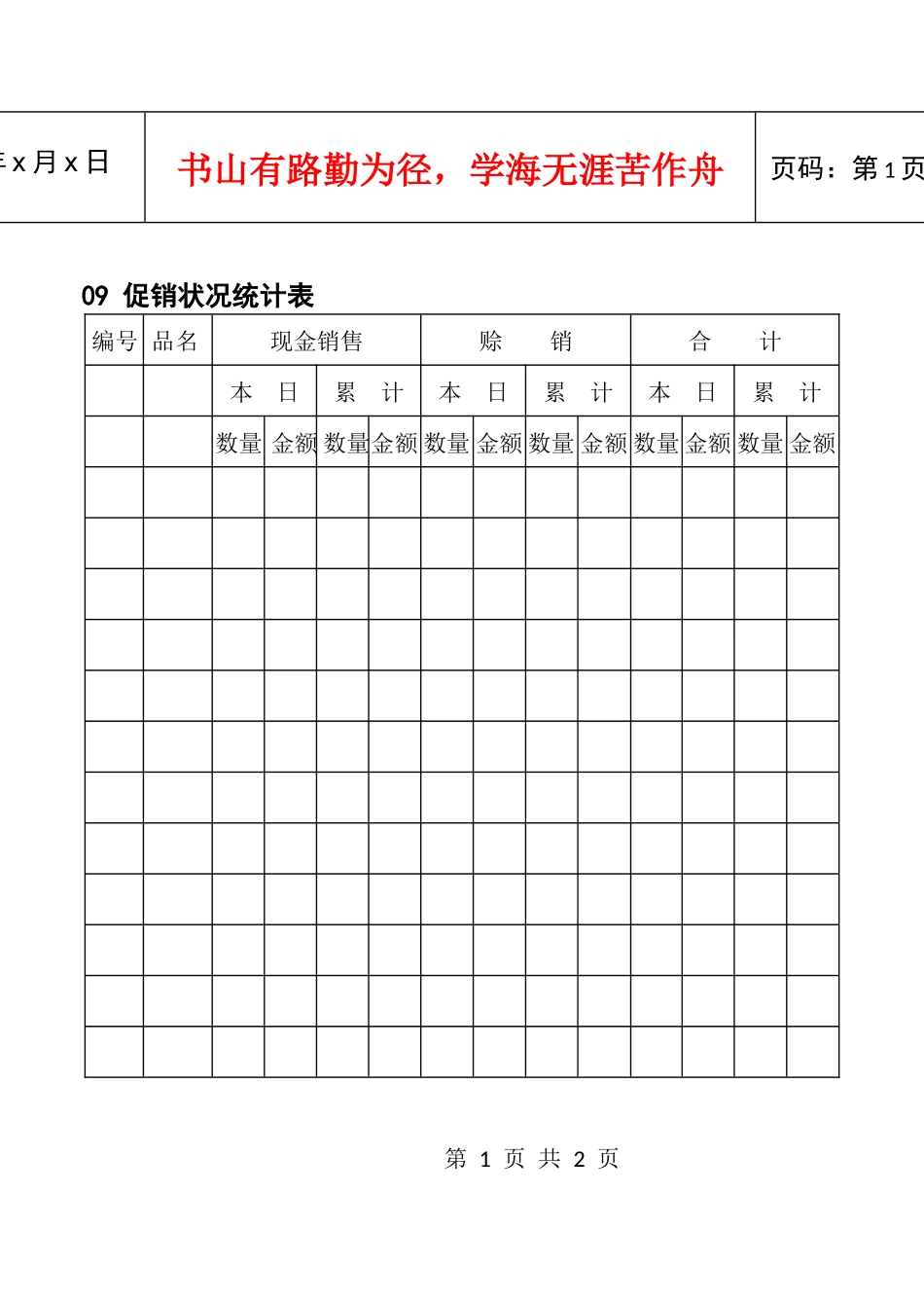 09促销状况统计表_第1页