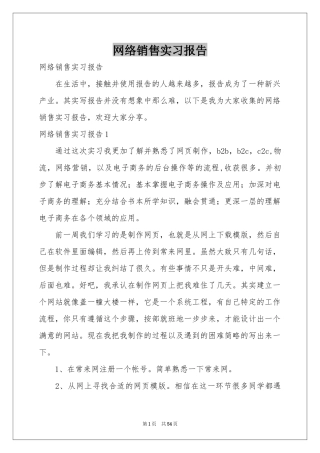 网络销售实习报告