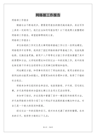 网络部工作报告