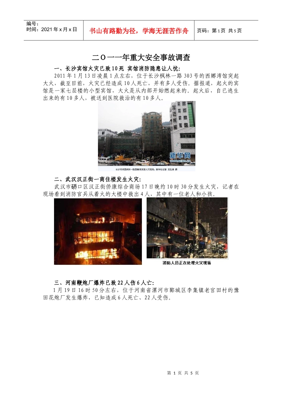 XXXX年重大安全事故调查表_第1页