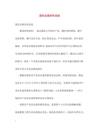 团员自我评价总结