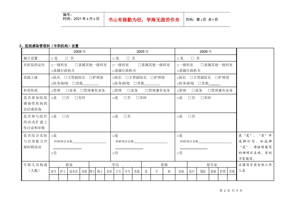 江苏省医院感染管理现状调查表_第2页
